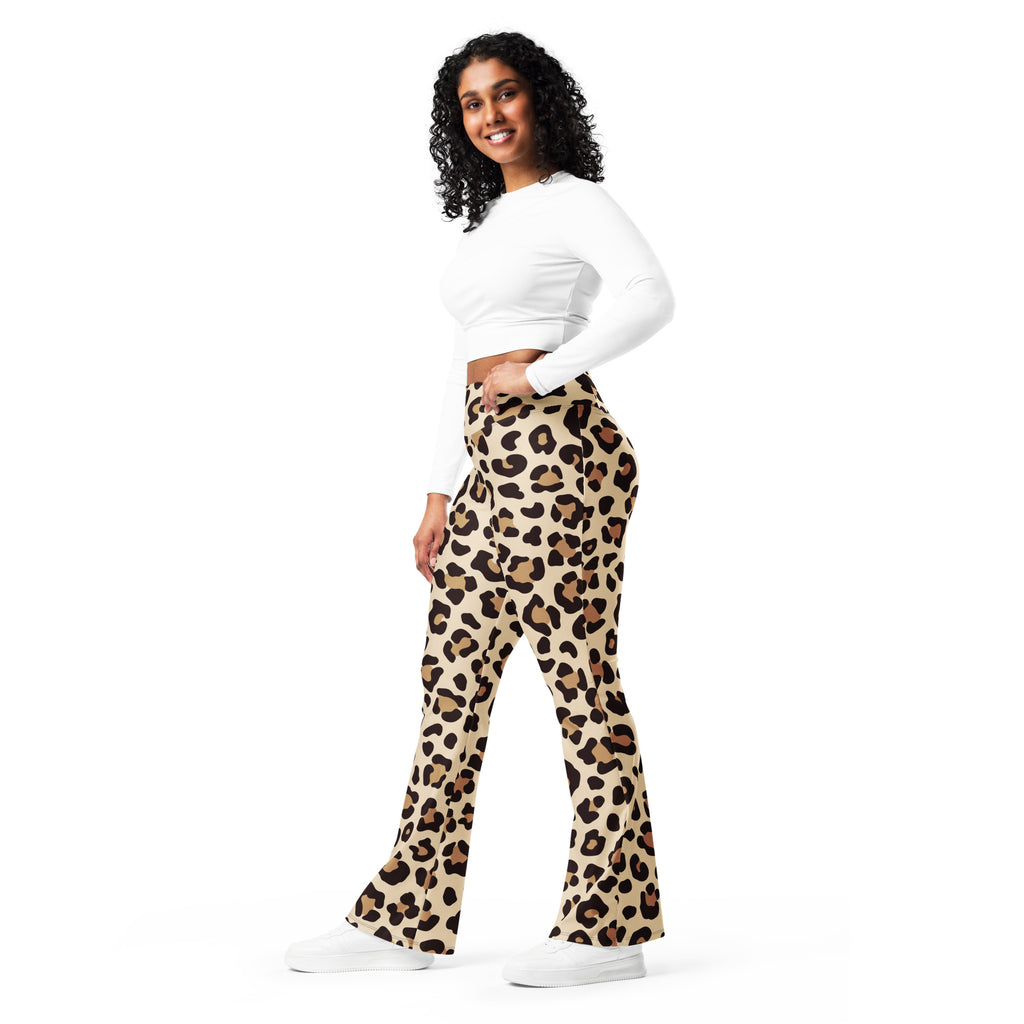 Women's Leopard Print High Waist Flare Legging Pants