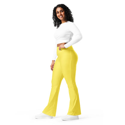Women's Yellow High Waist Flare Legging Pants
