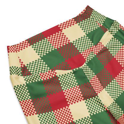 Women's Christmas Plaid High Waist Flare Legging Pants