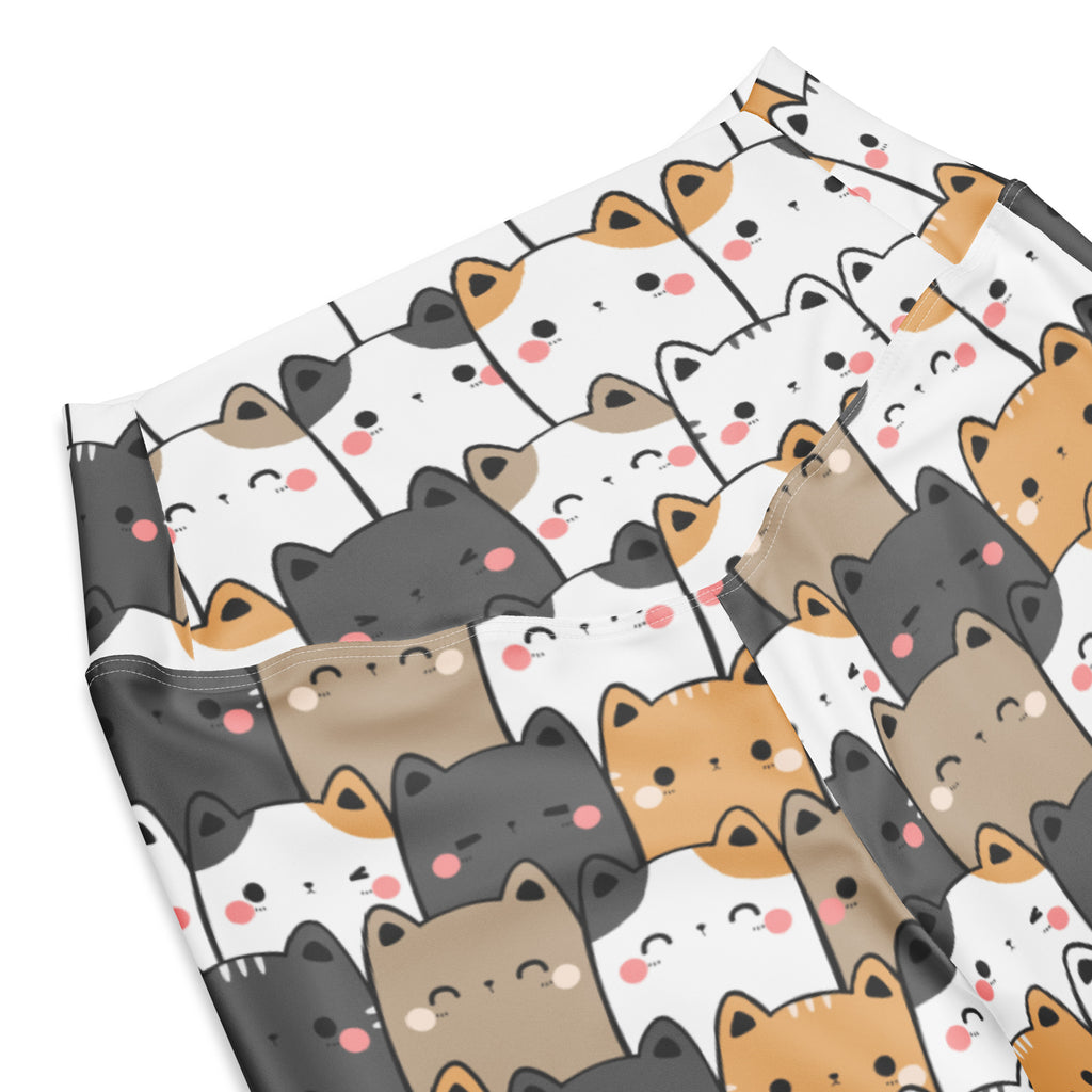 Women's Kawaii Cat High Waist Flare Legging Pants