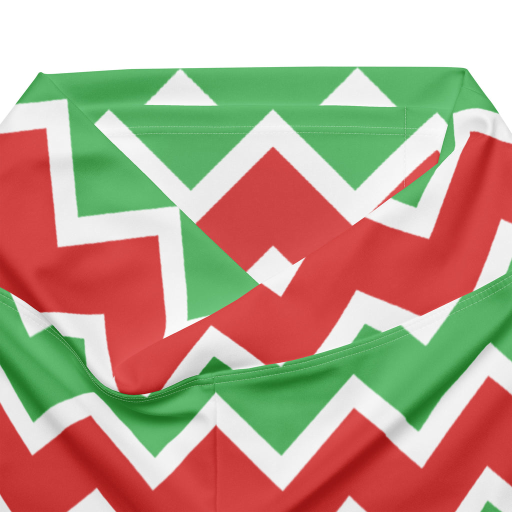 Women’s christmas chevron high waist flare legging pants with vibrant red and green zigzag festive geometric design