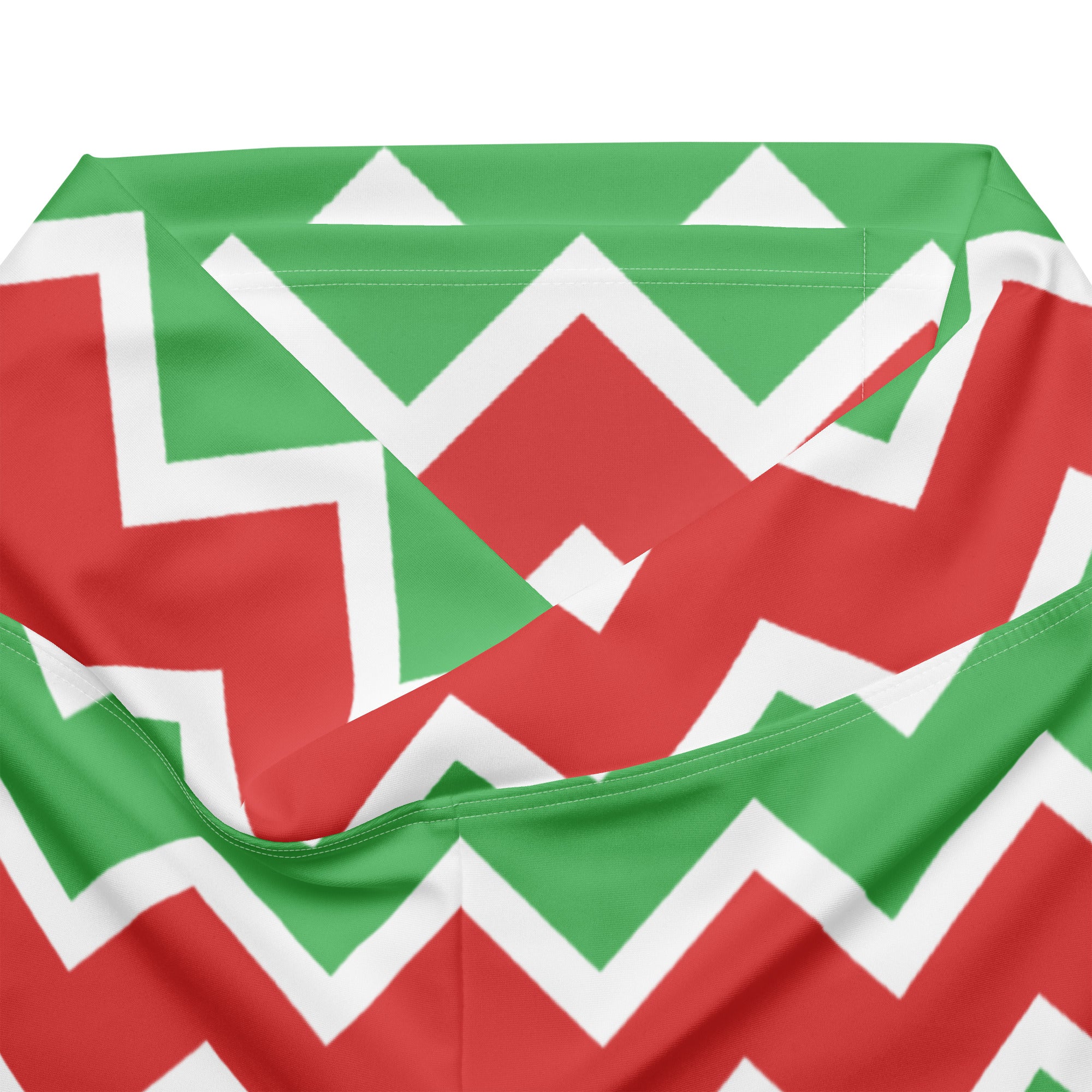 Women’s christmas chevron high waist flare legging pants with vibrant red and green zigzag festive geometric design