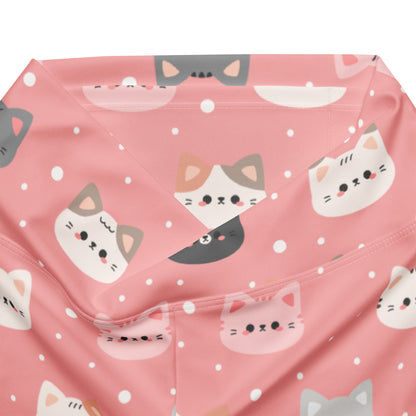 Women's Pink Cat High Waist Flare Legging Pants