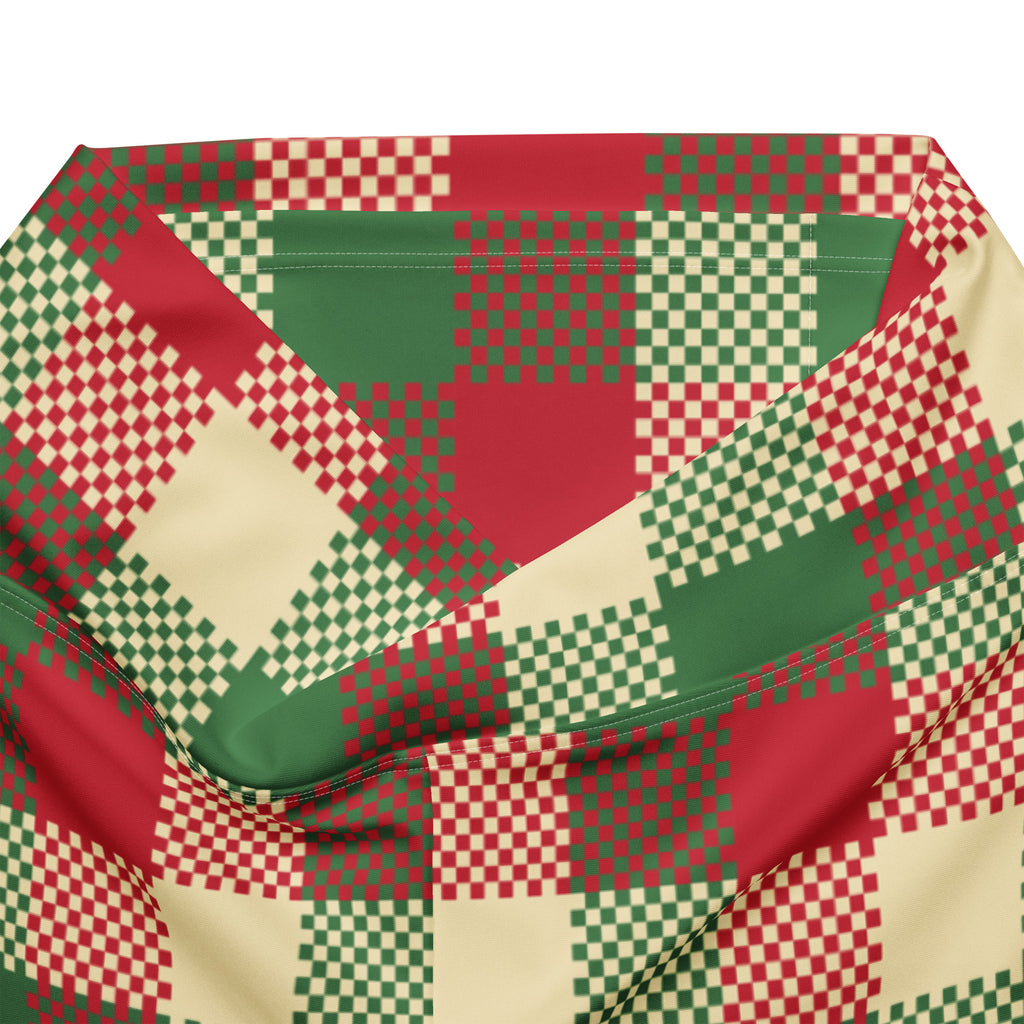 Women’s christmas plaid high waist flare legging pants with a soft fabric headband featuring bold red green squares