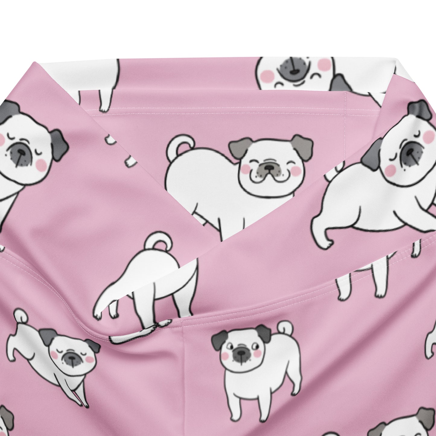 Women's Pink Pug Dog High Waist Flare Legging Pants