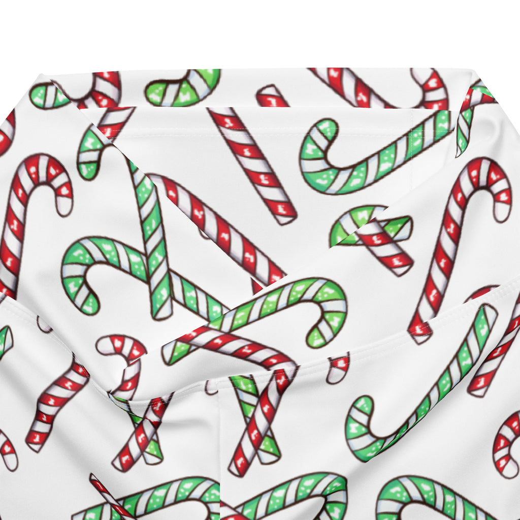 Women's Red & Green Candy Cane High Waist Flare Legging Pants