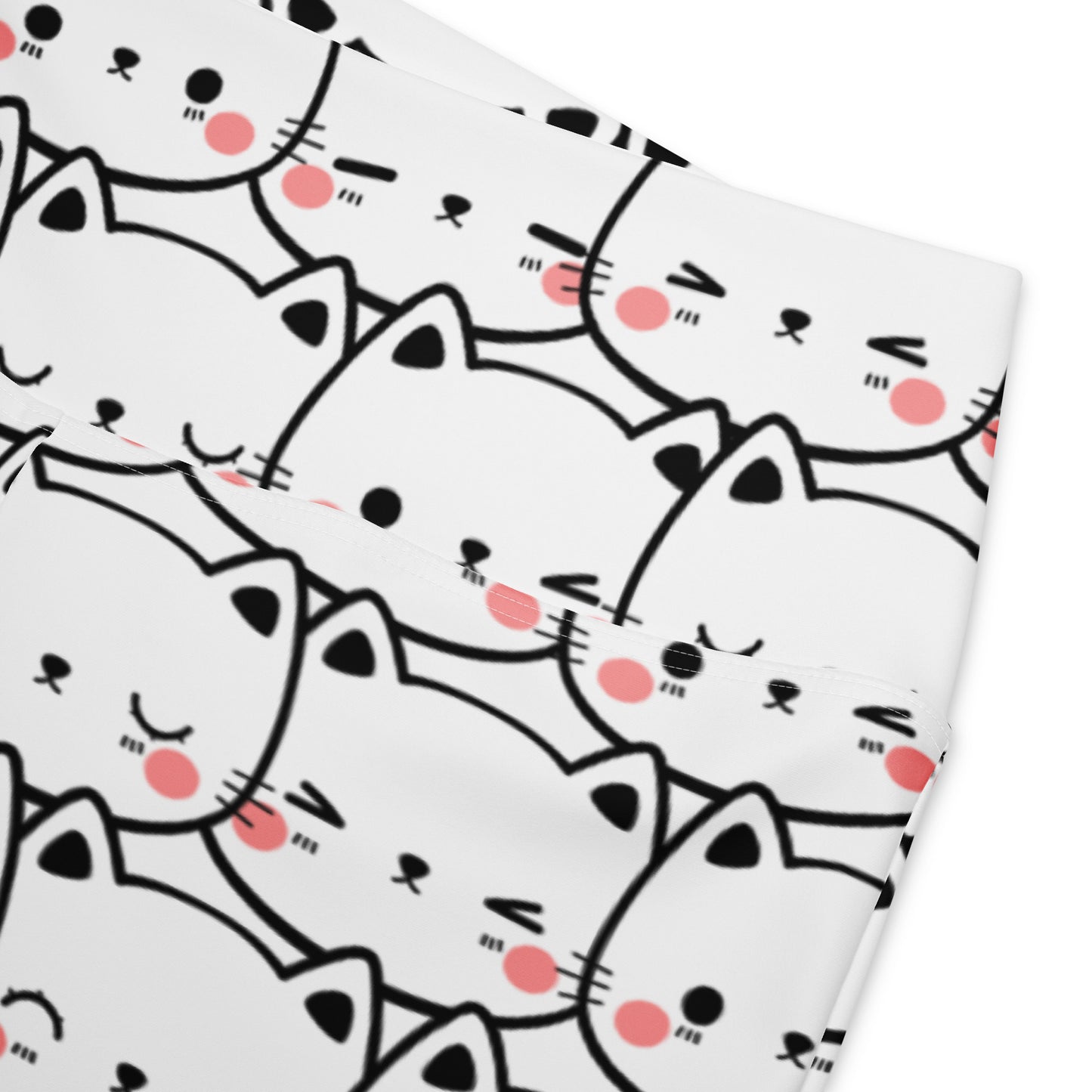 Women's White Cat Print High Waist Flare Legging Pants
