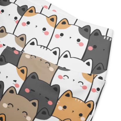 Women's Kawaii Cat High Waist Flare Legging Pants
