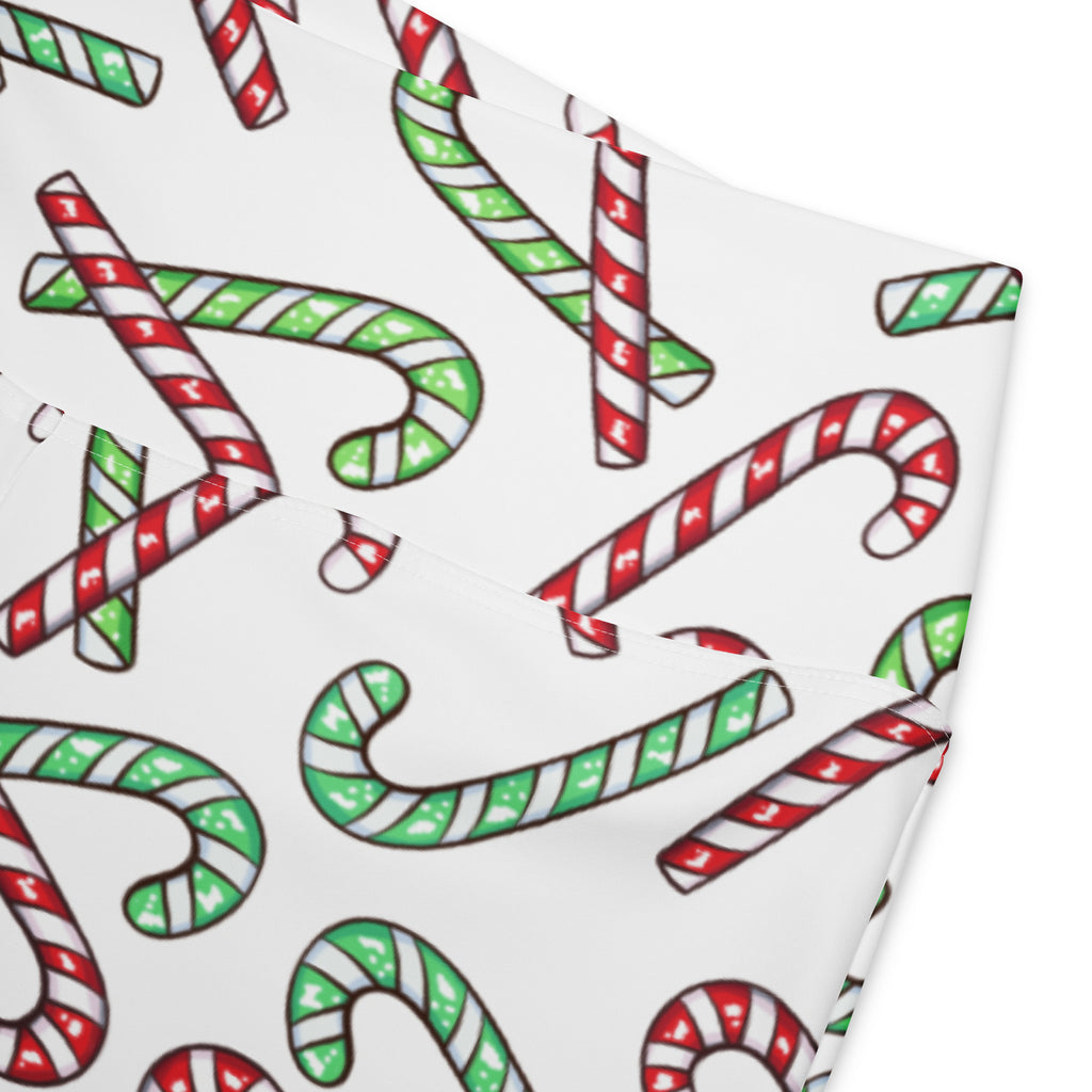 Women's Red & Green Candy Cane High Waist Flare Legging Pants