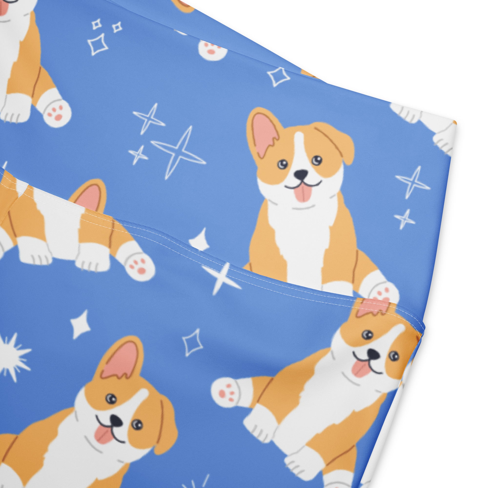 Women's Blue Corgi Dog High Waist Flare Legging Pants