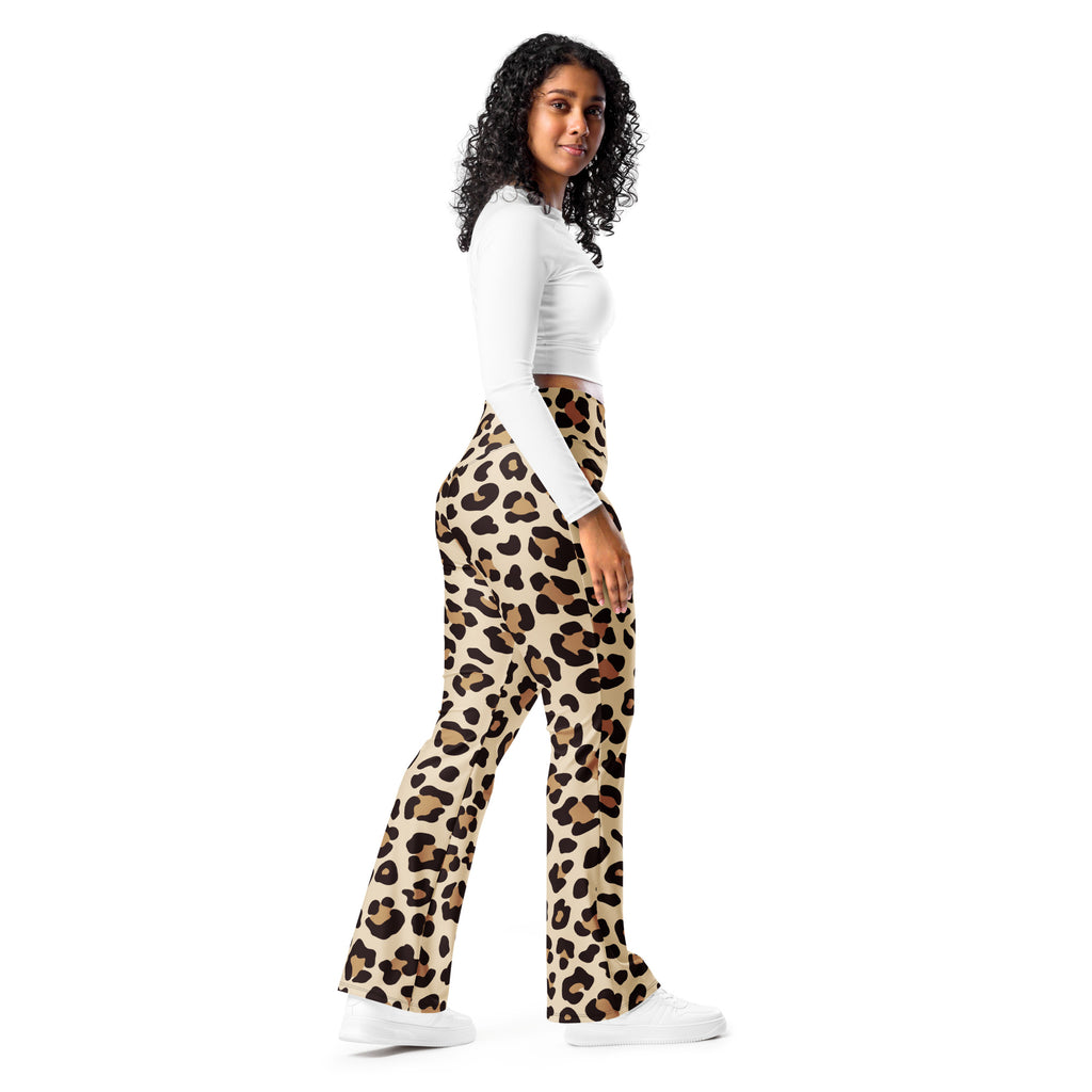 Women's Leopard Print High Waist Flare Legging Pants