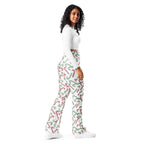 Women's Red & Green Candy Cane High Waist Flare Legging Pants