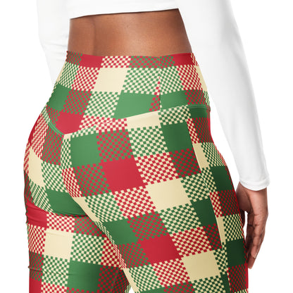 Women's Christmas Plaid High Waist Flare Legging Pants