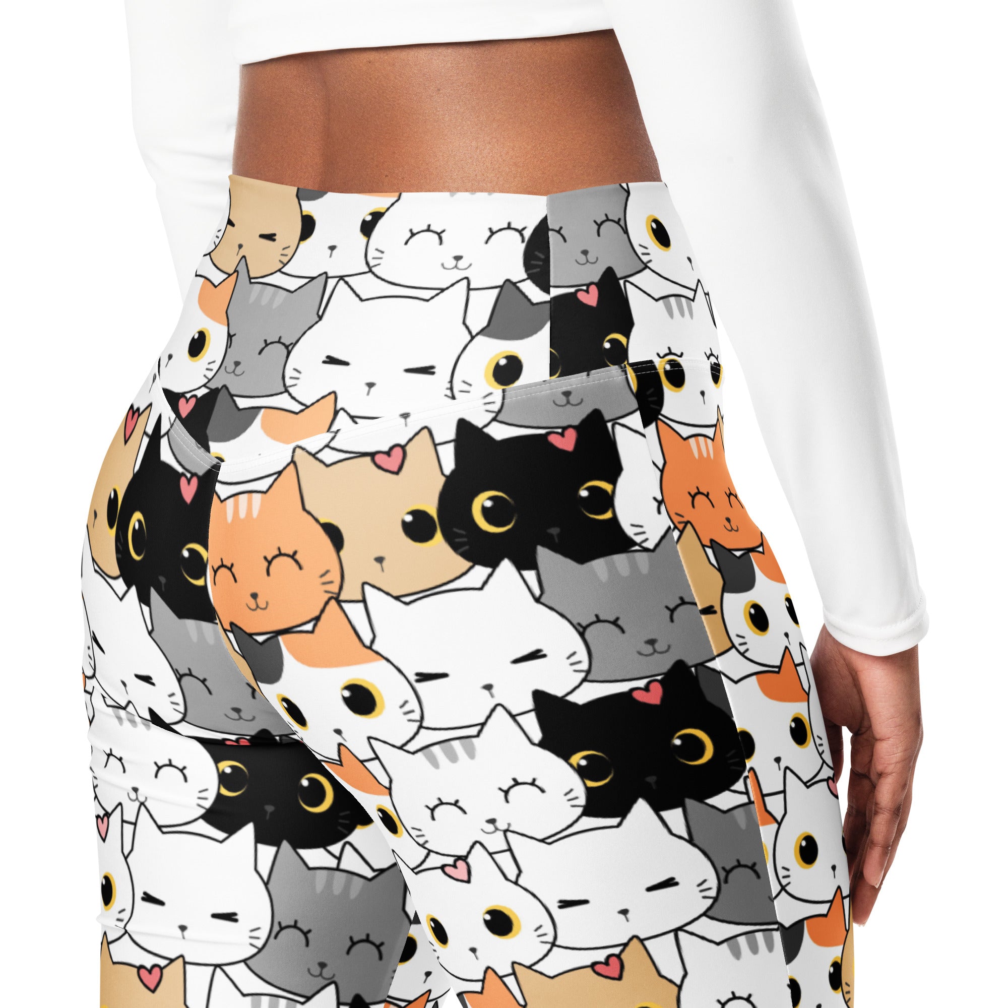 Women's Cat Face High Waist Flare Legging Pants