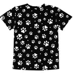 Kids Black & White Paw Print Cotton T-Shirt