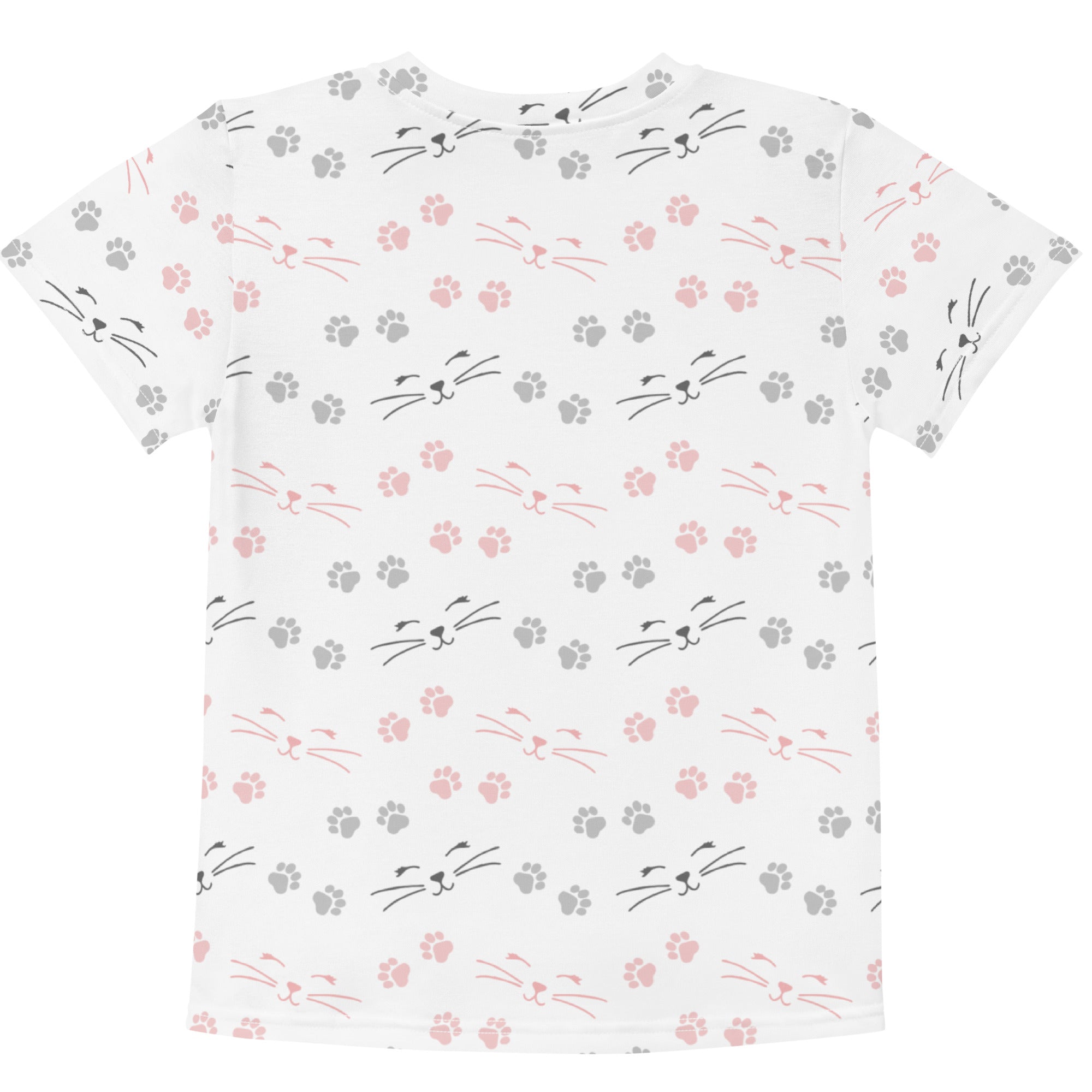 Girls Cat Whiskers & Paw Prints Cotton T-Shirt