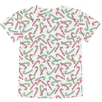 Kids Red & Green Candy Cane Christmas Cotton T-Shirt