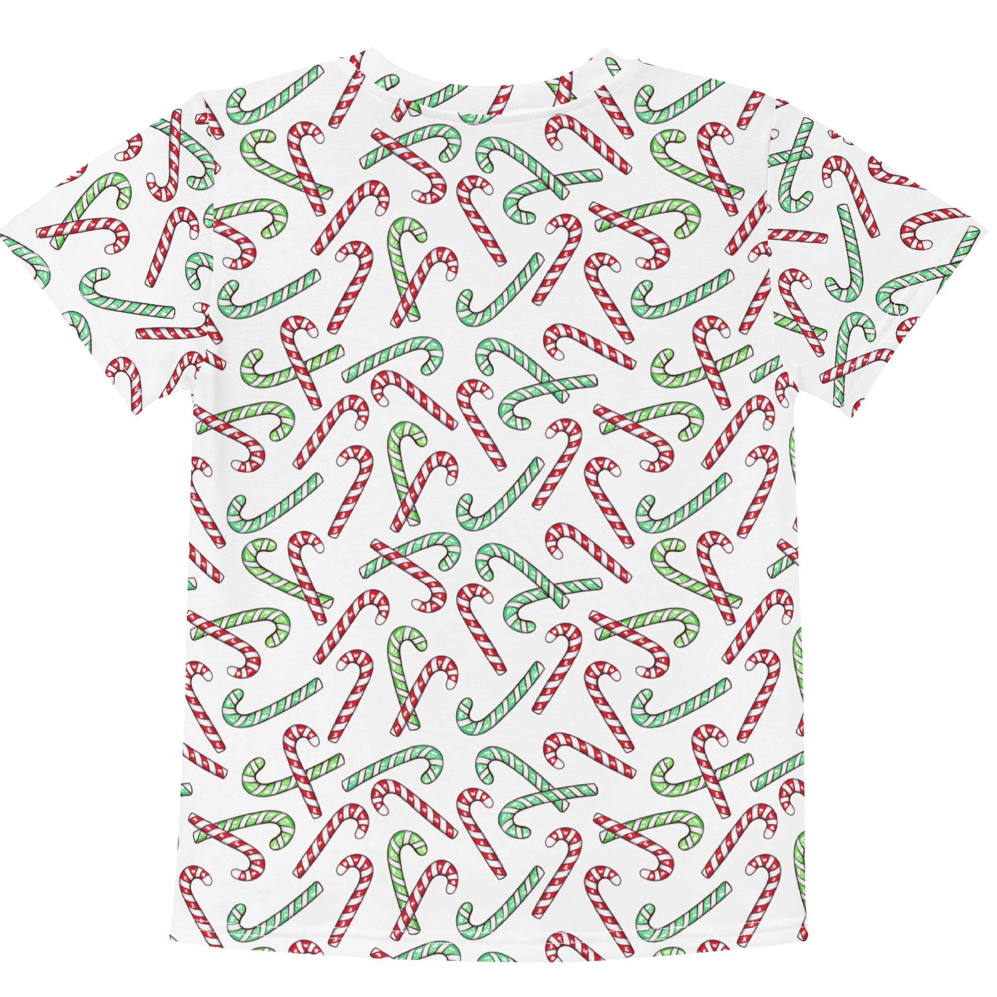 Kids Red & Green Candy Cane Christmas Cotton T-Shirt