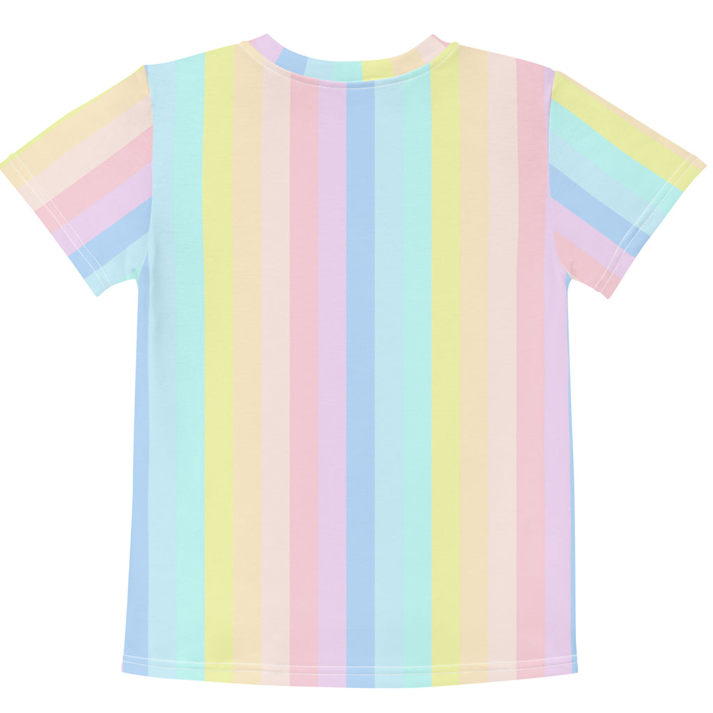 Girls vertical pastel rainbow short sleeve cotton t shirt made of soft cotton fabric