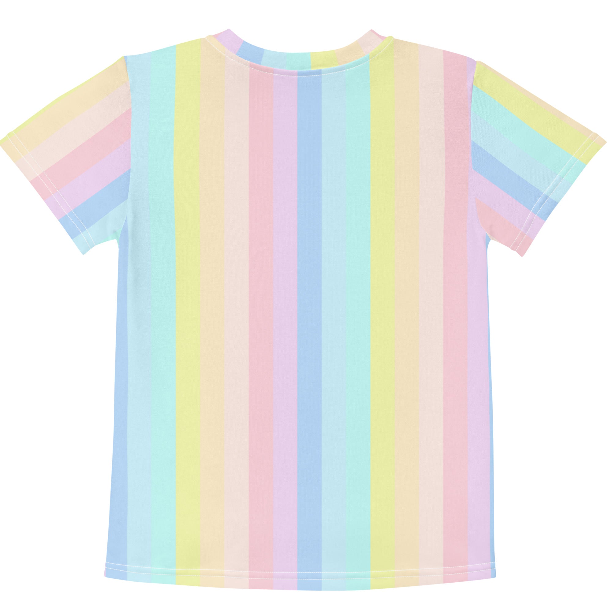 Girls vertical pastel rainbow short sleeve cotton t shirt made of soft cotton fabric