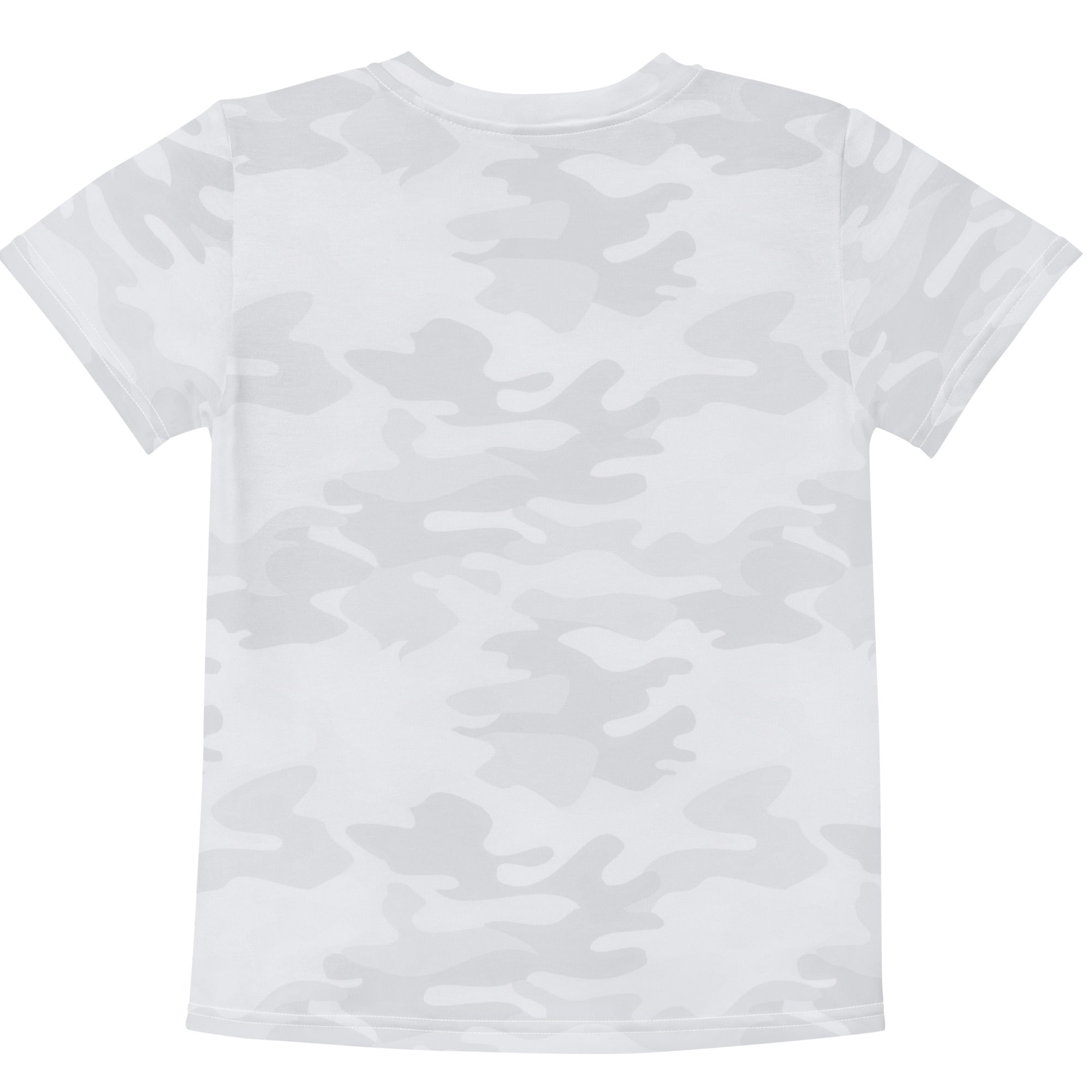 Kids white camouflage cotton short-sleeve t-shirt featuring a soft breathable fabric for everyday wear