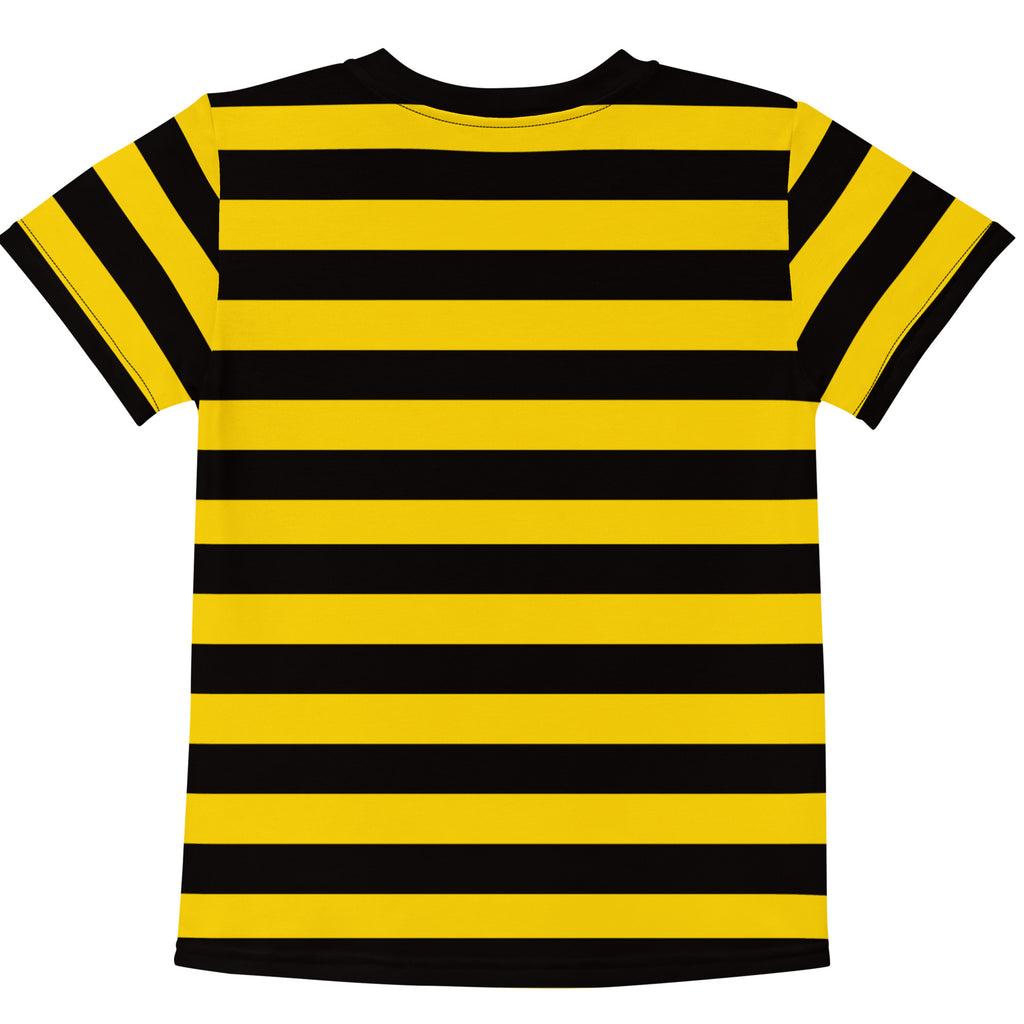 Kids yellow and black stripes bee cotton short-sleeved t-shirt with bold horizontal stripes for casual wear