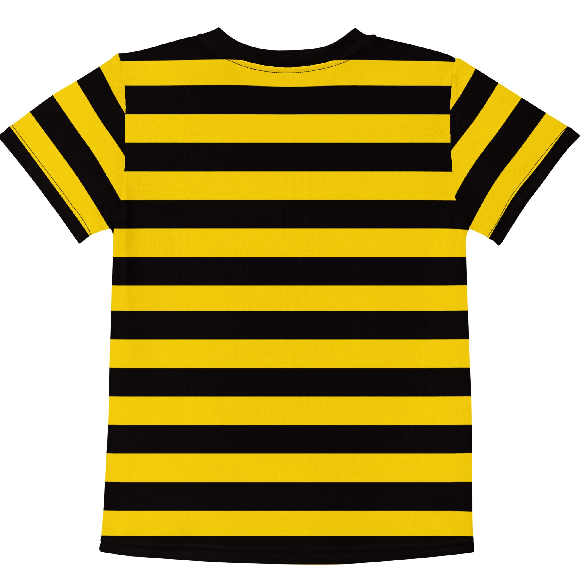 Kids yellow and black stripes bee cotton short-sleeved t-shirt with bold horizontal stripes for casual wear