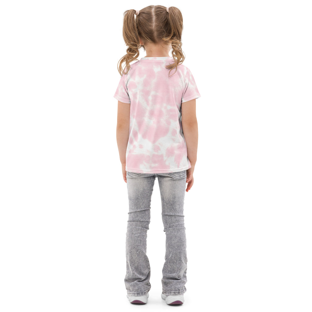 Girls pink and white tie dye cotton short-sleeved t-shirt perfect for casual wear