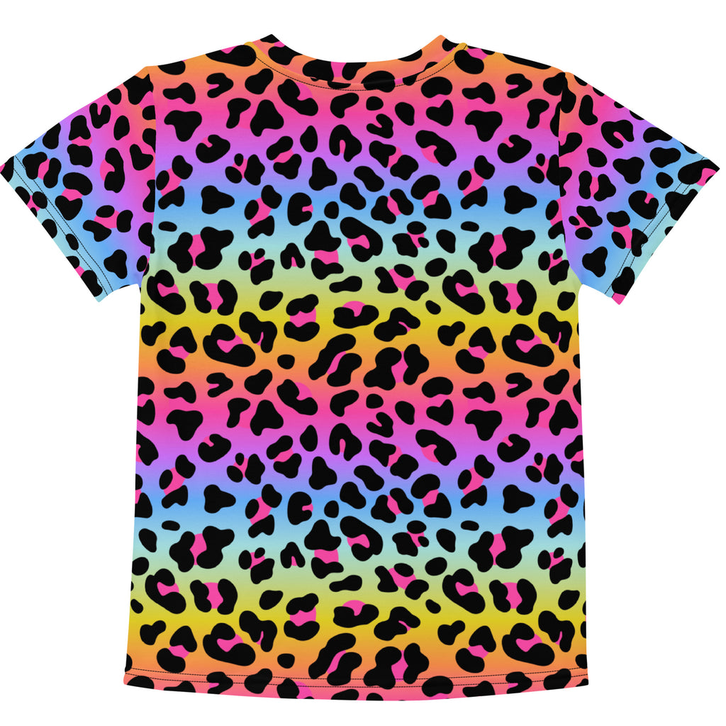 Girls Rainbow Leopard Cotton T-Shirt