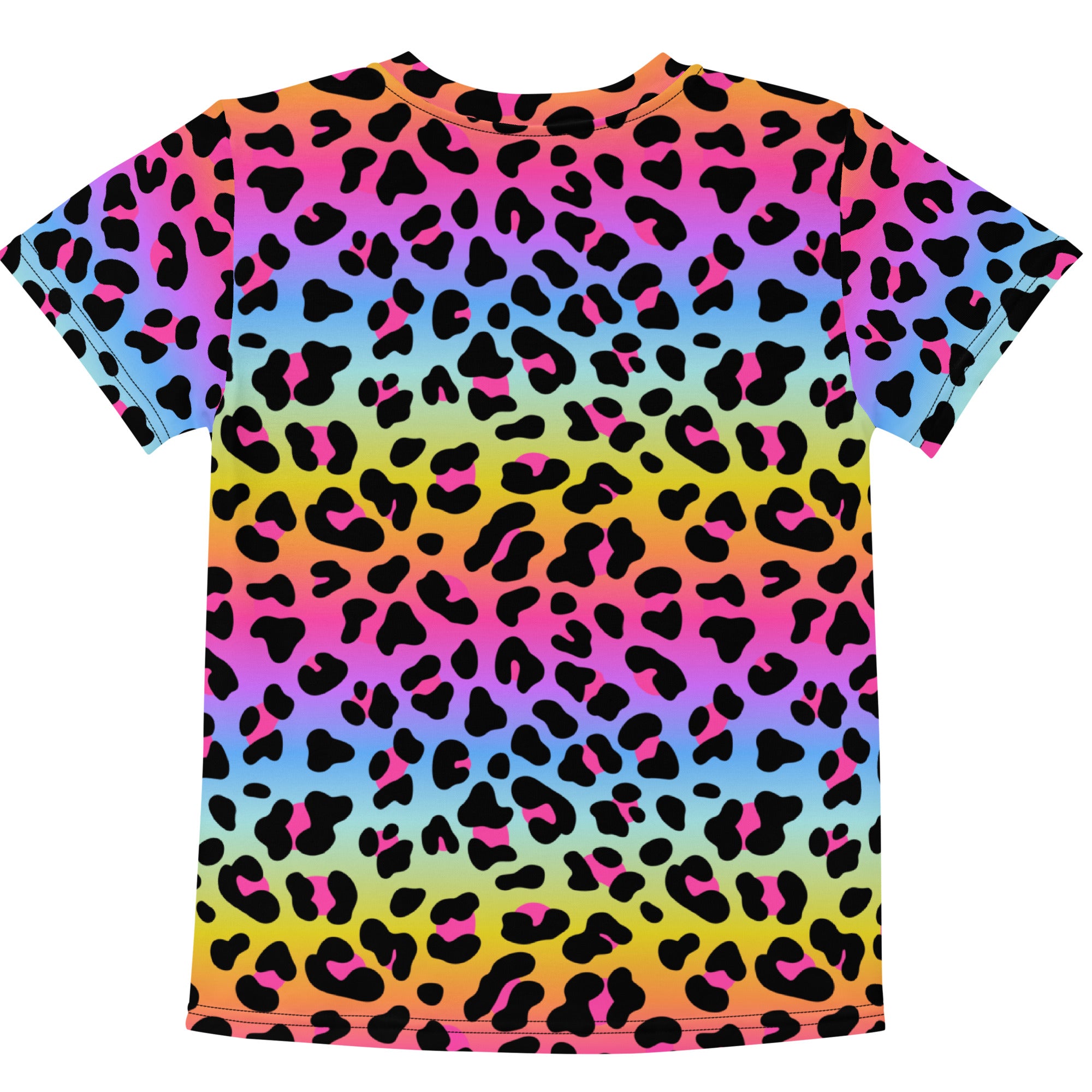 Girls Rainbow Leopard Cotton T-Shirt