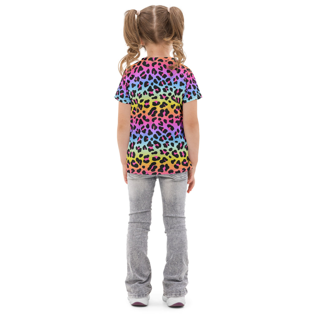Girls Rainbow Leopard Cotton T-Shirt