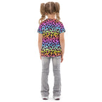 Girls Rainbow Leopard Cotton T-Shirt