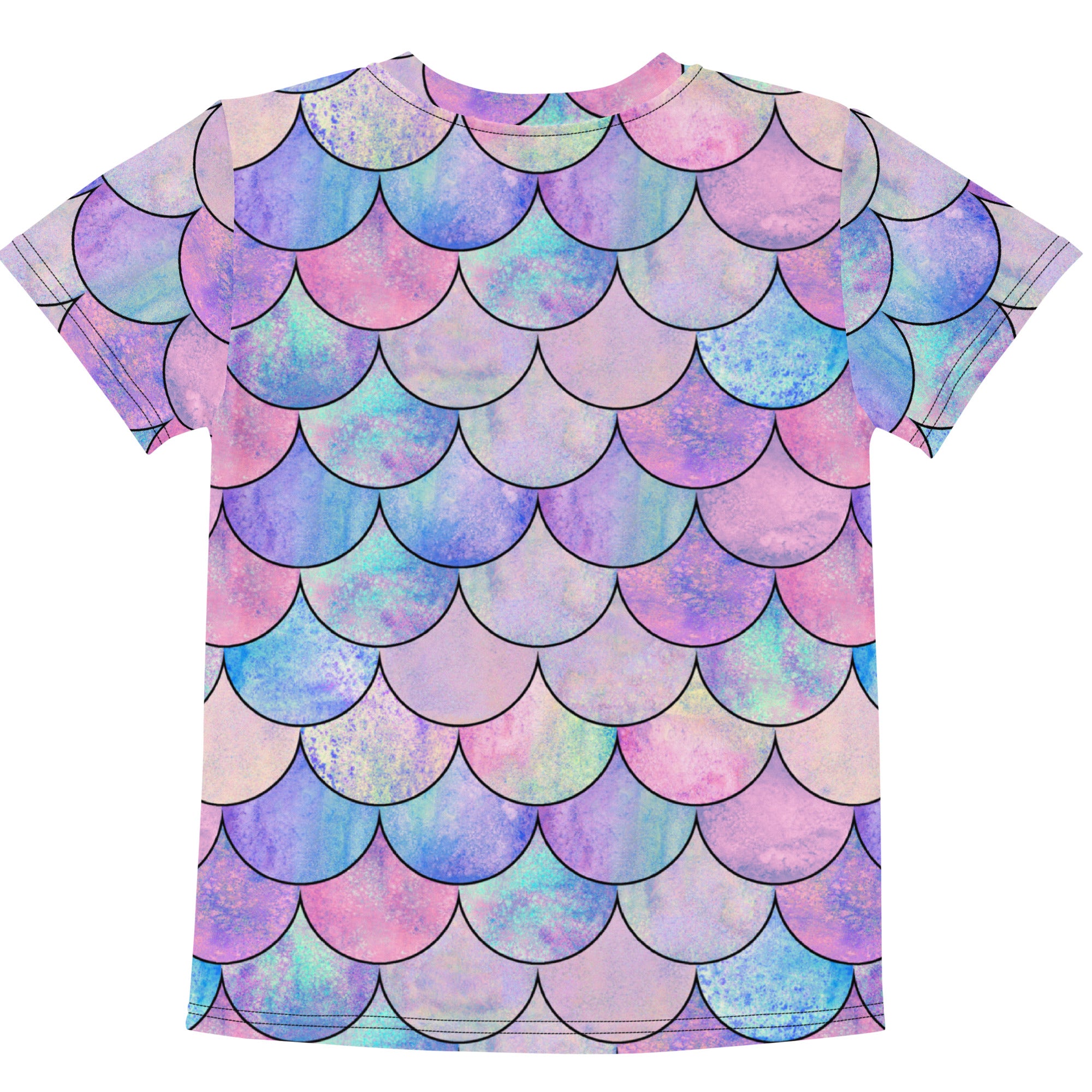 Girls Pastel Mermaid Scales Cotton T-Shirt