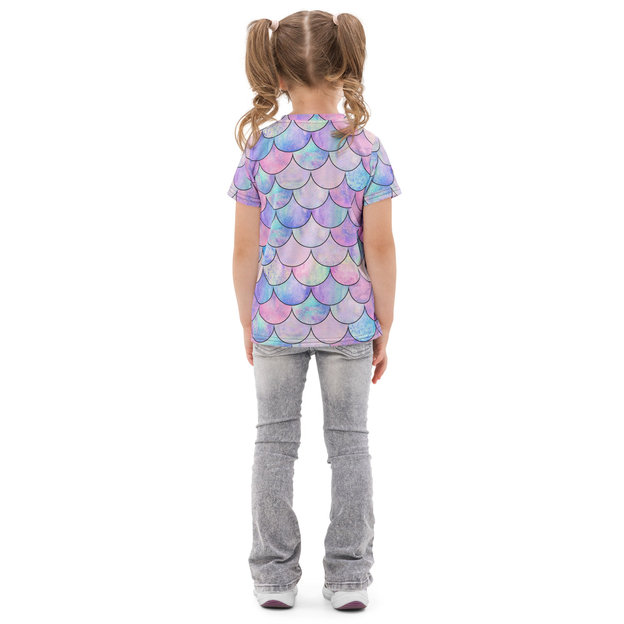 Girls Pastel Mermaid Scales Cotton T-Shirt