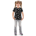 Kids Black & White Paw Print Cotton T-Shirt