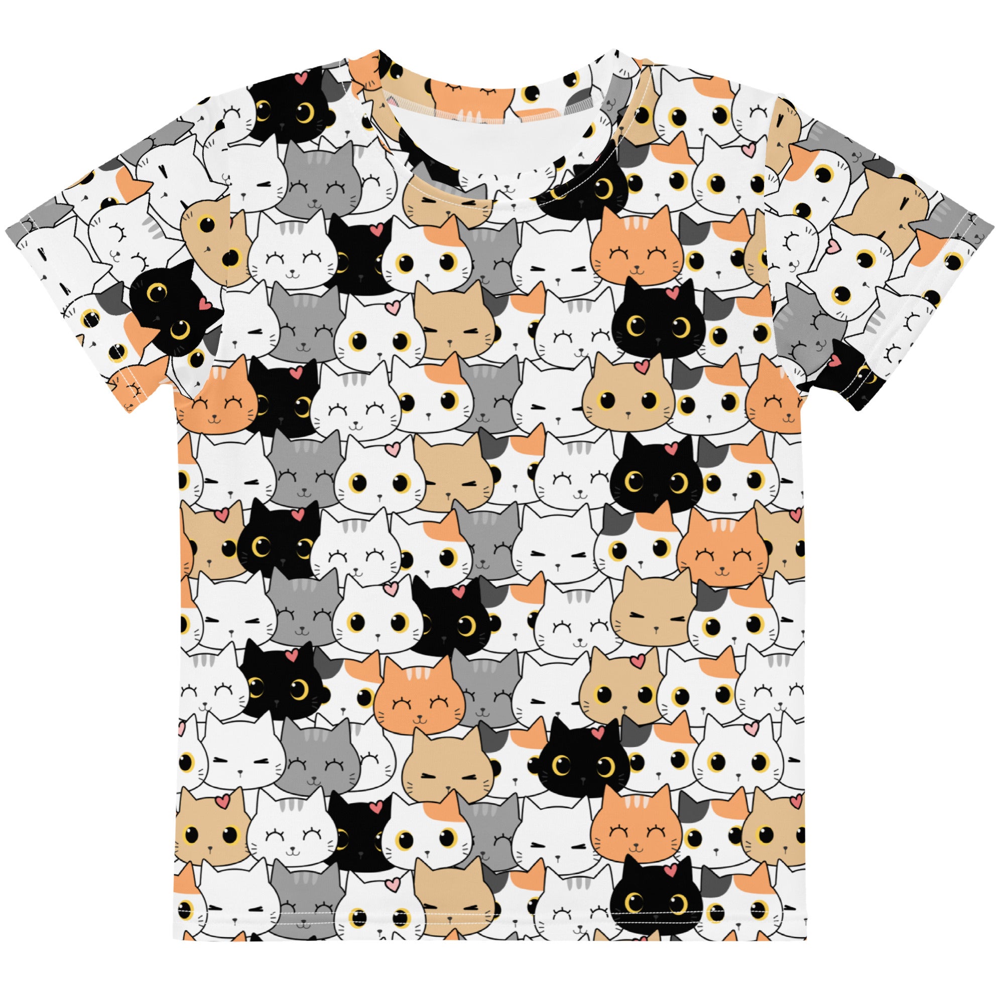 Girls Cat Face Cotton T-Shirt