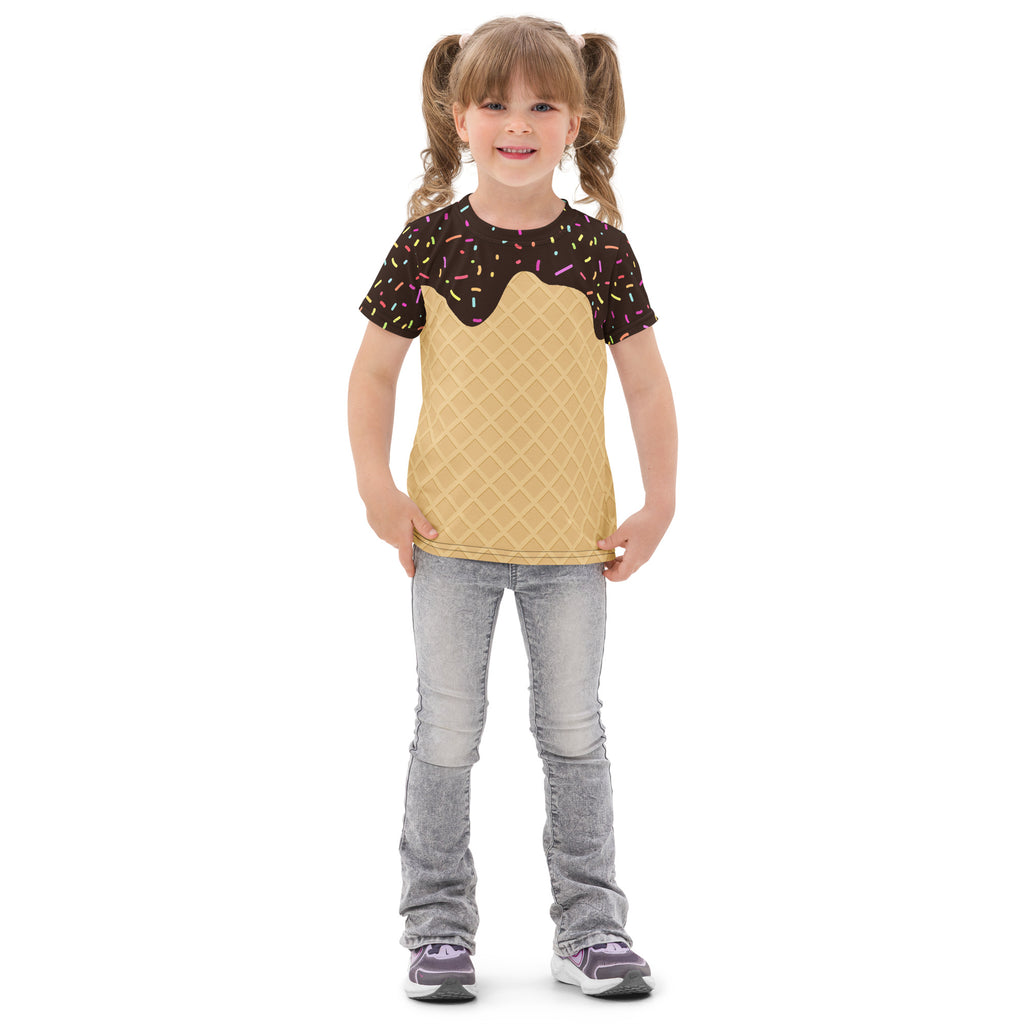 Kids Chocolate Ice Cream Cone Cotton T-Shirt