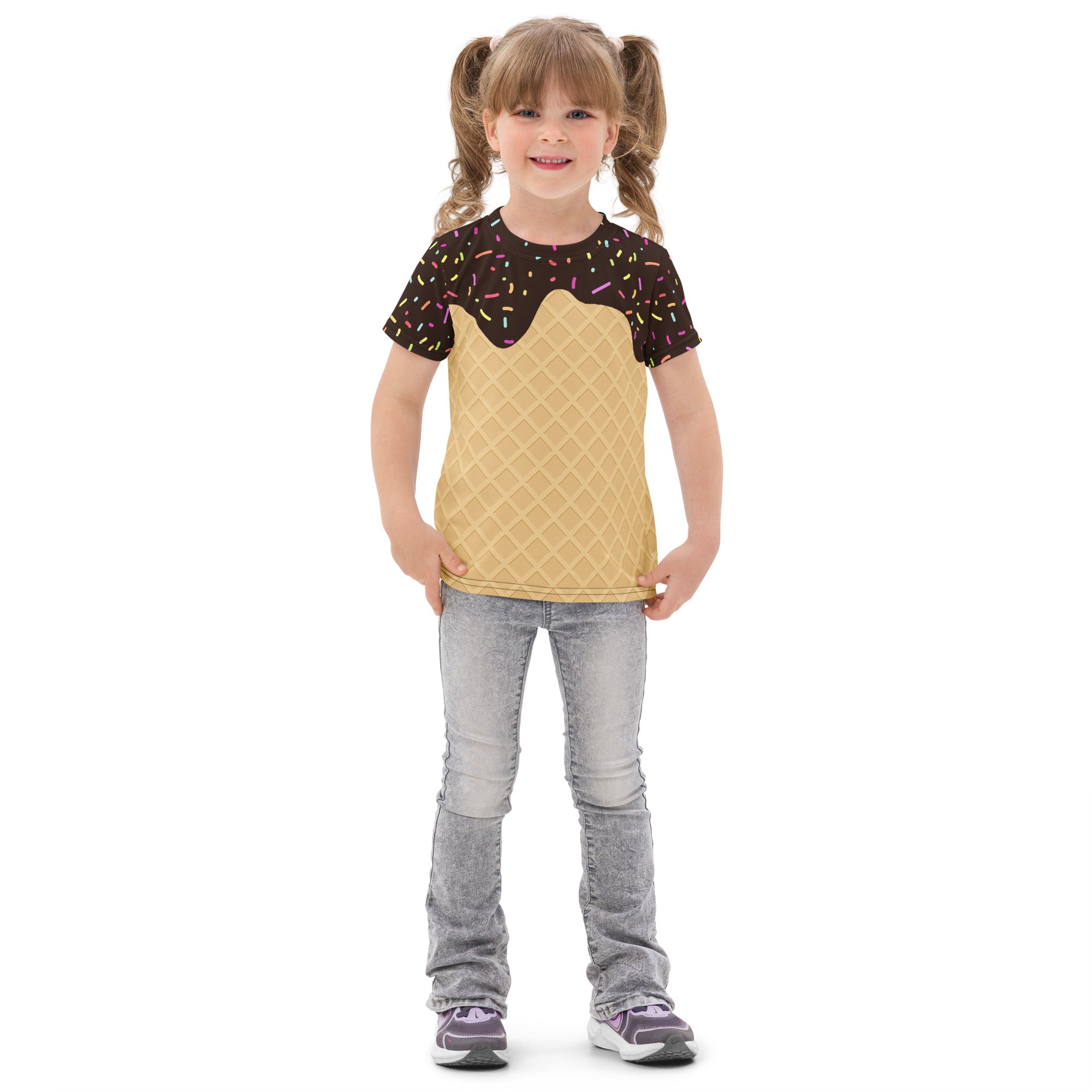 Kids Chocolate Ice Cream Cone Cotton T-Shirt