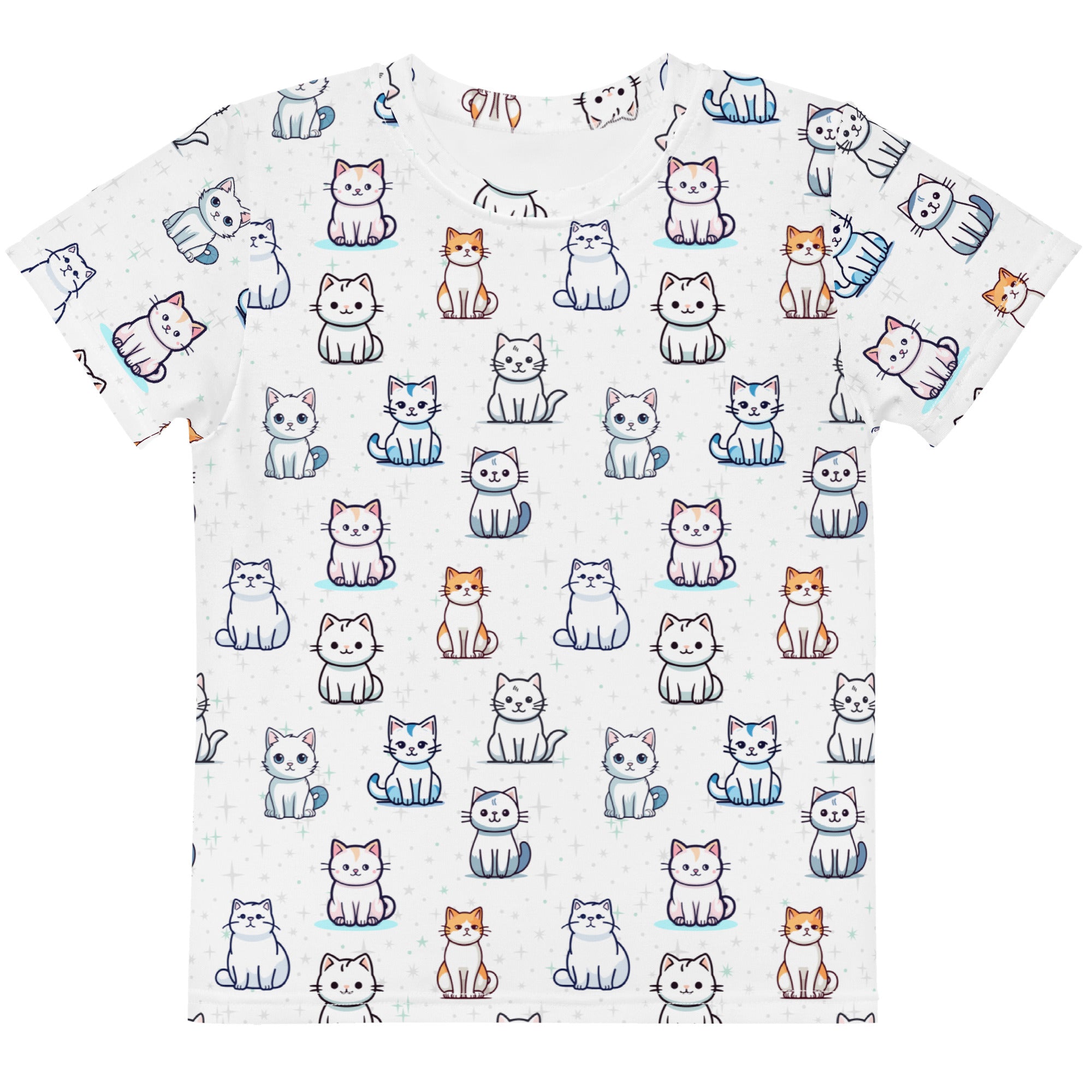 Girls Cat Pattern Cotton T-Shirt