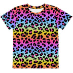 Girls Rainbow Leopard Cotton T-Shirt