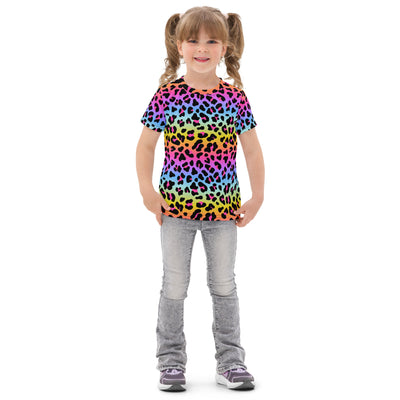Girls Rainbow Leopard Cotton T-Shirt