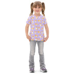 Girls Purple Corgi Dog Cotton T-Shirt