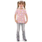 Girls Pink Corgi Dog Cotton T-Shirt