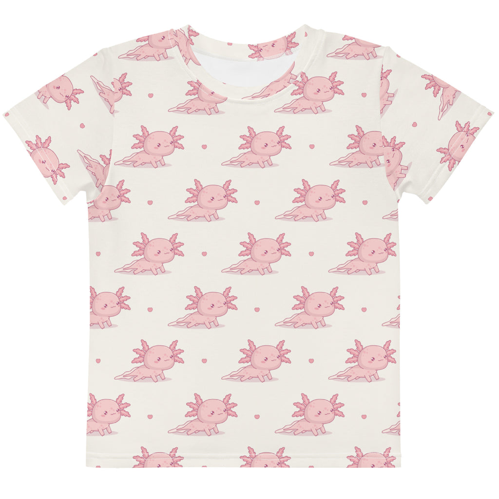 Girls Pink Axolotl Cotton T-Shirt