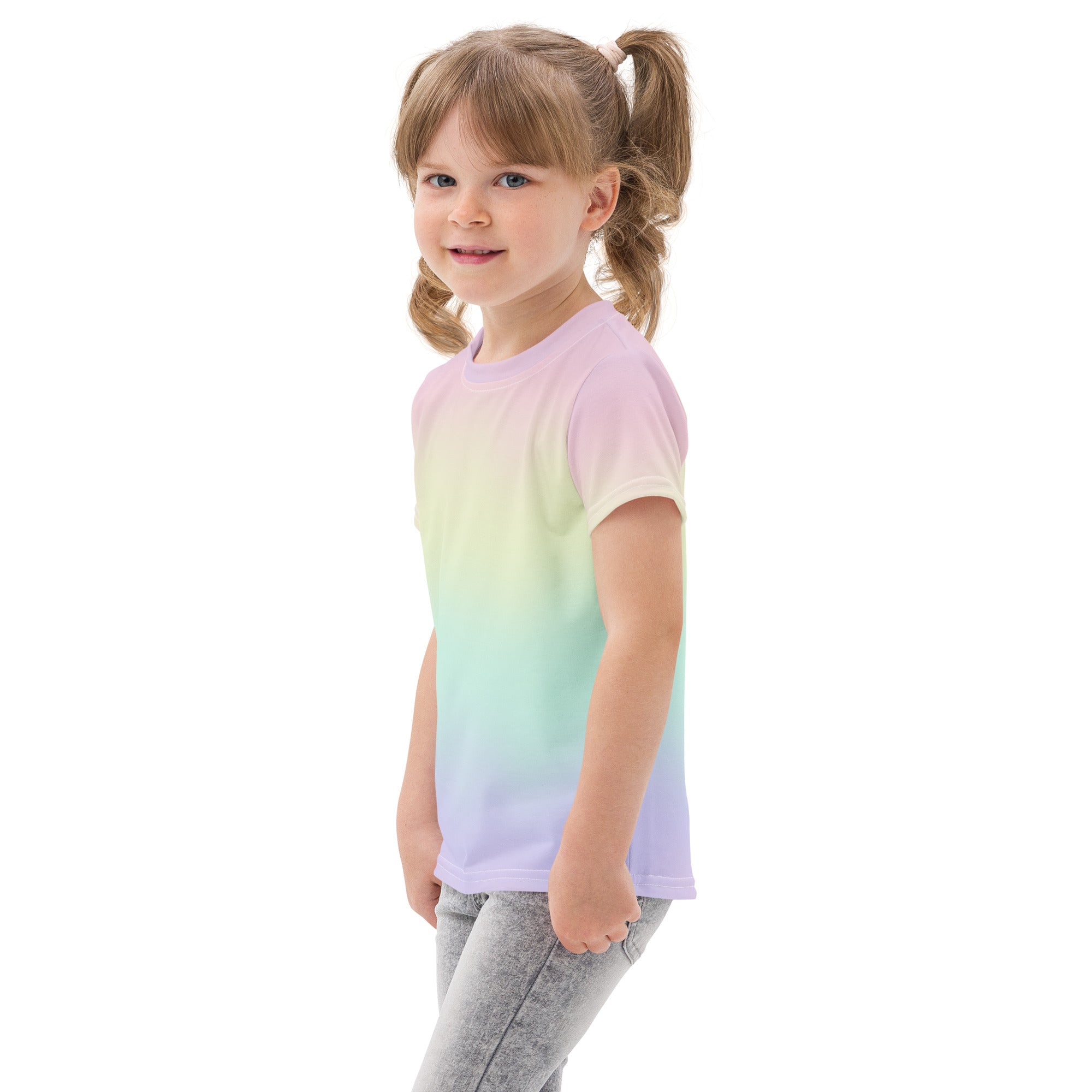 Girls Pastel Rainbow Cotton T-Shirt