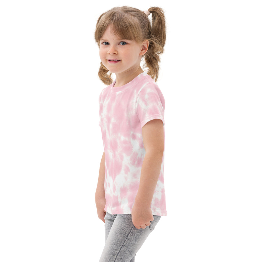 Girls pink and white tie dye cotton t-shirt with short sleeves perfect for casual wear