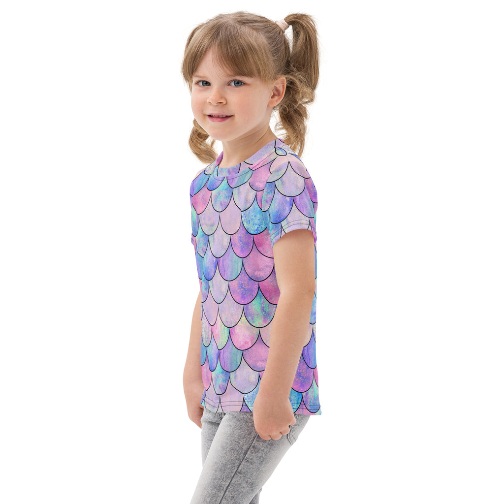 Girls Pastel Mermaid Scales Cotton T-Shirt