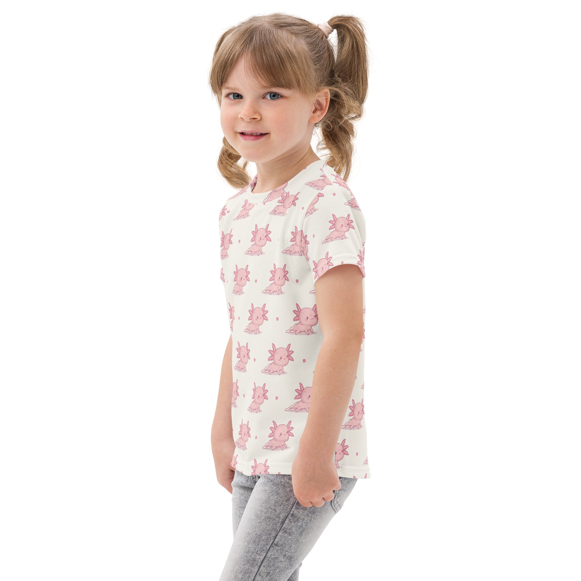 Girls Pink Axolotl Cotton T-Shirt