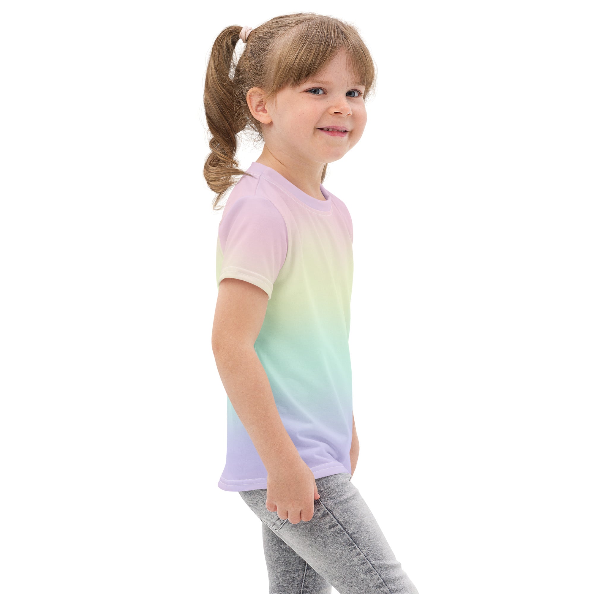 Girls Pastel Rainbow Cotton T-Shirt