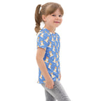 Kids Blue Corgi Dog Cotton T-Shirt